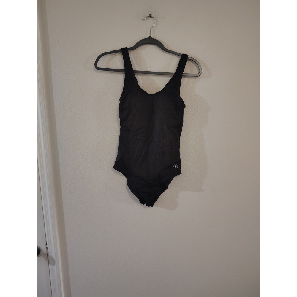 Hurley Womens Ribbed One Piece Swimsuit Black Scoop Back Size XS EP